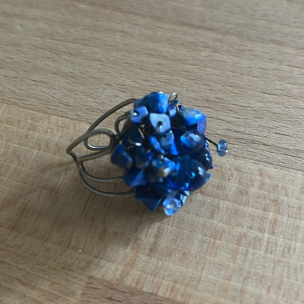 Blue beaded ring